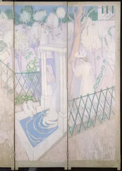 Paravent mit Tauben (Detail der rechten Paneele)